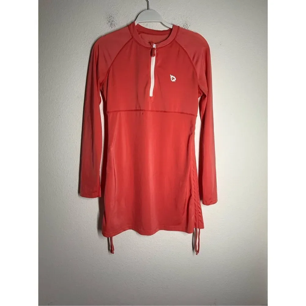 Baleaf Quarter Zip Drawstrings Long Sleeves Rash Guard Size M See Description